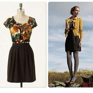 Anthro Tabitha Zoya Tweedy Leaves Silk Wool Dress